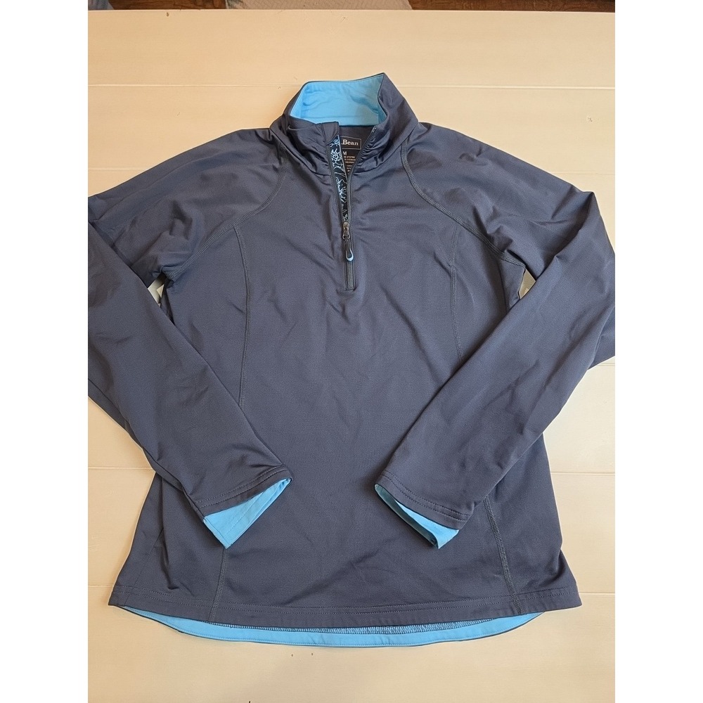 L.L. Bean Women's Quilted Sweatshirt 1/4 Zip Pullover Long Sleeve Medium Gray